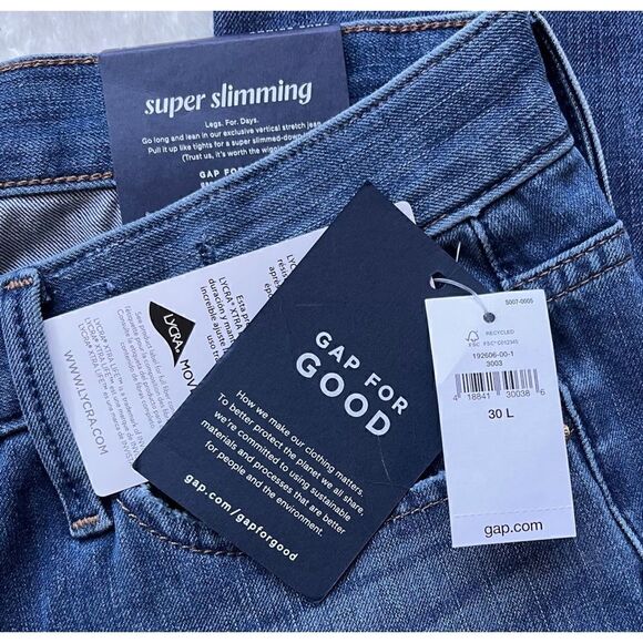 NWT GAP Mid Rise True Skinny Super Slimming Jeans, Size 30L - Picture 9 of 16